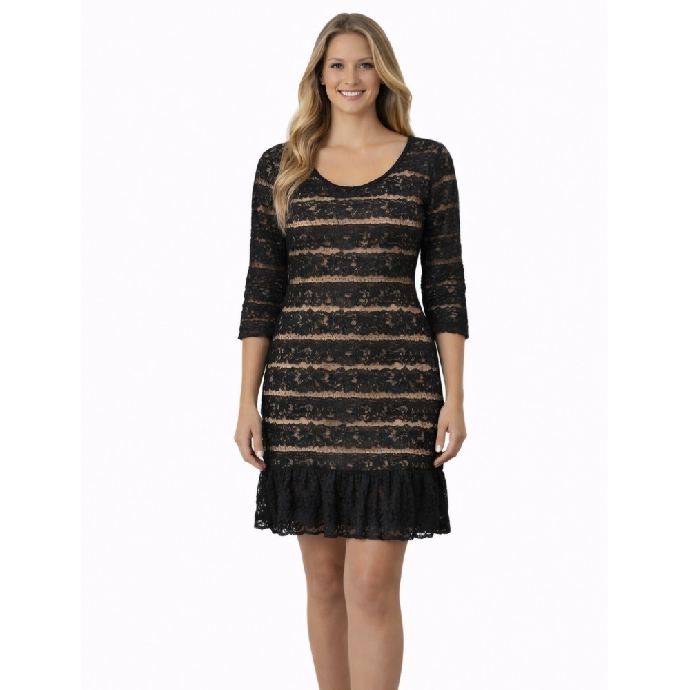 MAX EDITION Black Lace Dress Nude Lining Size M NWT